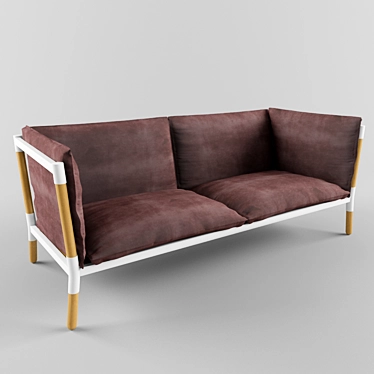 Modern Ash & Steel Grotto Sofa 3D model image 1 