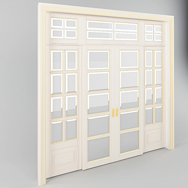 Classical Sliding Door with Faceted Frosted Glass 3D model image 1 