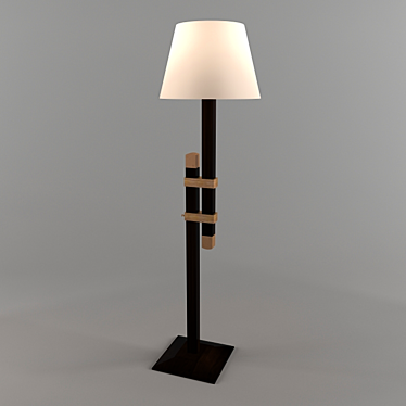 Elegant Dark Wood Floor Lamp 3D model image 1 