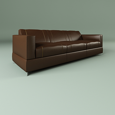 Luxury Brown Leather Sofa, Italian Design 3D model image 1 
