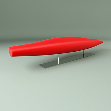 Versatile Long Bench with Polished Metal Base - 58x300x60 3D model image 1 