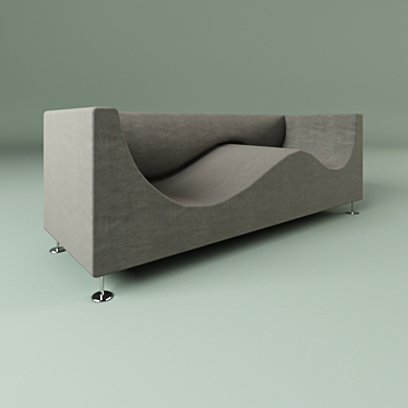 Wave Velvet Sofa 3D model image 1 