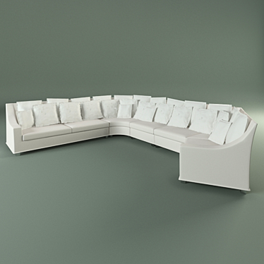 Modular Corner Sofa in White Textile 3D model image 1 