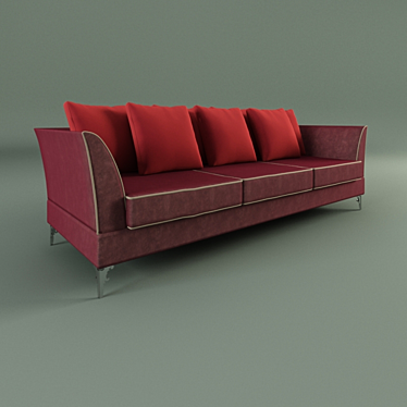 Red Velvet Visionnaire Sofa 3D model image 1 