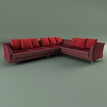 Crimson Velvet Sofa 3D model image 1 