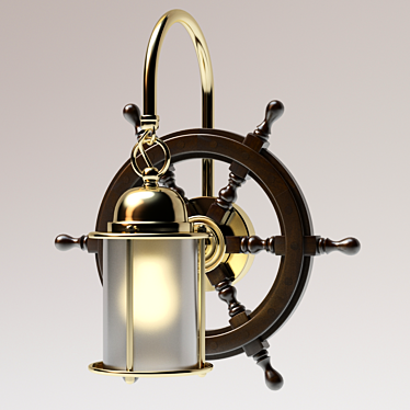 Nautical Ship Wheel Wall Sconce 3D model image 1 