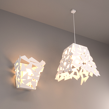 Elegant Crystal Chandelier and Sconces 3D model image 1 