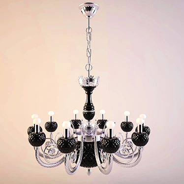 Possoni Alabastro 10-Light Chrome & Black Chandelier 3D model image 1 