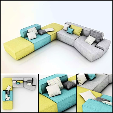 Sophisticated Modern Sofa 3D model image 1 