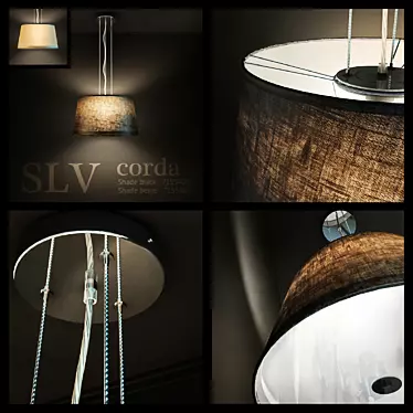 SLV Corda Hanging Lamp: Stylish Steel, Textile, and Acrylic Design 3D model image 1 