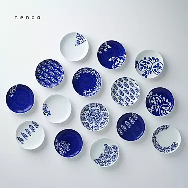 Modern Karakusa-inspired Porcelain Set 3D model image 1 