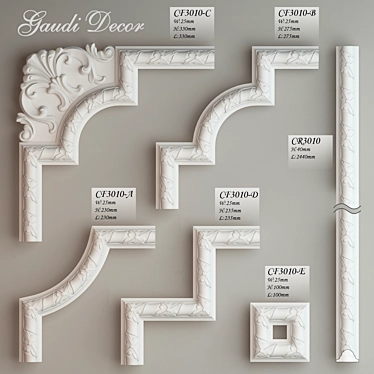 Elegant Corner Pieces for Ceiling Molding 3D model image 1 