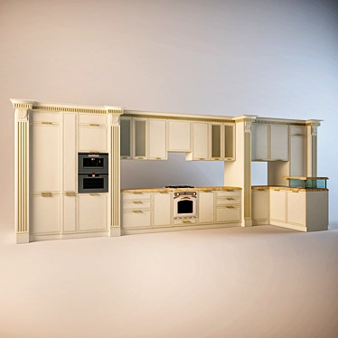Sleek Stainless Steel Kitchen Set 3D model image 1 