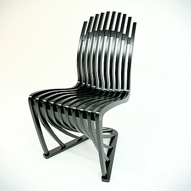  Modern Stripe Design Chair - Kingly Comfort 3D model image 1 