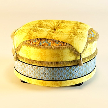 Estelio Damasco: Classic Pouf with Soft Fabric & Tassels 3D model image 1 