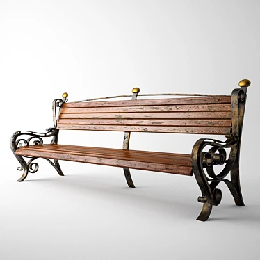 Cozy Wooden Bench - Perfect Outdoor Seating 3D model image 1 