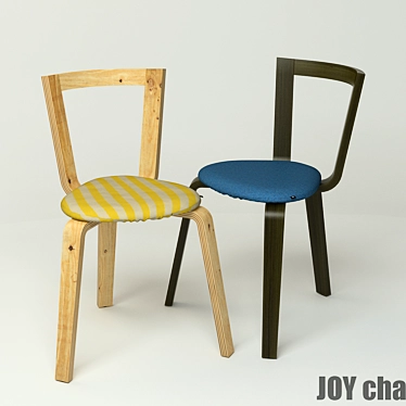 Elegant Oak & Plywood Joy Chair 3D model image 1 