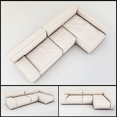 Elegant Contemporary Sofa 3D model image 1 