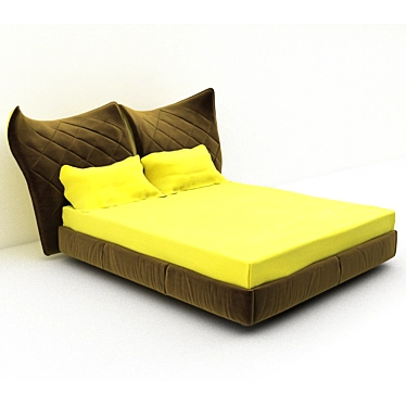 Modern Bed with Curved Headboard 3D model image 1 