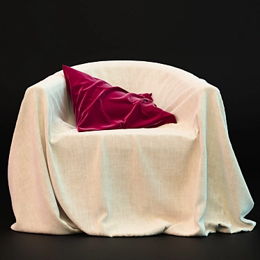 Cozy Fabric Armchair & Velvet Pillow 3D model image 1 