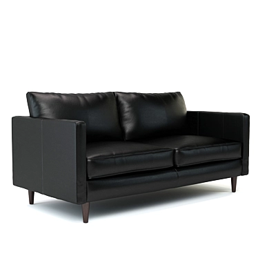 Elegant Black Leather Sofa 3D model image 1 