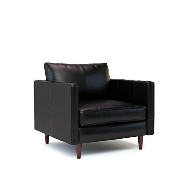 Elegant Black Leather Lawrence Armchair 3D model image 1 