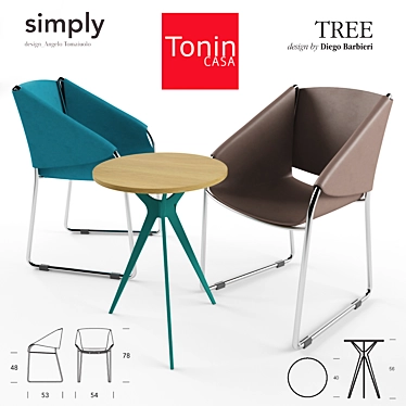 Italian Design: Tonin Casa Simply & Tree 3D model image 1 