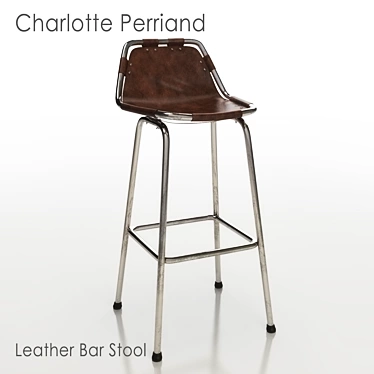 Elegant Charlotte Perriand Leather Stool 3D model image 1 