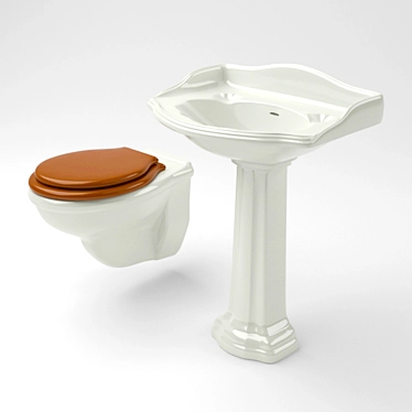 Elegant Victorian Toilets & Basins 3D model image 1 