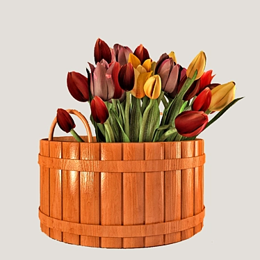 Fresh Tulips Bouquet, Vibrant Blooms 3D model image 1 