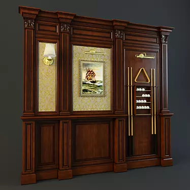 Interior Art Panels with Lighting & Billiards Set 3D model image 1 