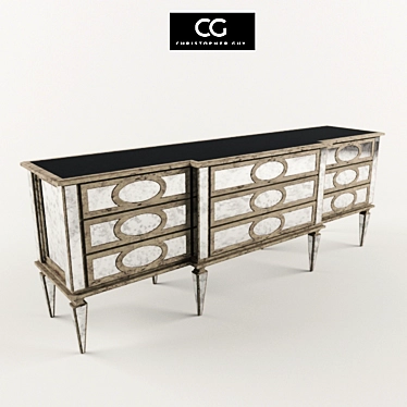 Neo-Classical Mirrored Chest of Drawers 3D model image 1 