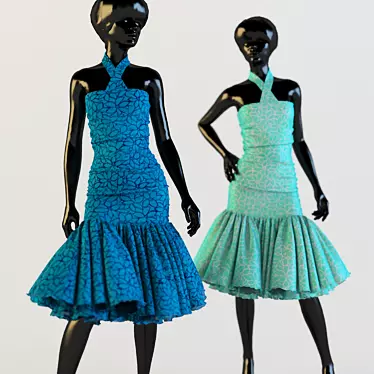 Versatile Dress: 2 Poses 3D model image 1 