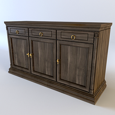 Wooden 5-Drawer Storage Chest 3D model image 1 