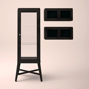 Sleek Showcased Wardrobe with Mounted Cabinet 3D model image 1 