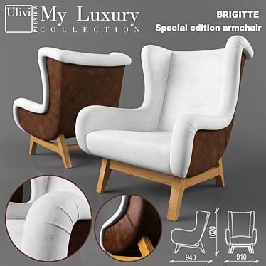 Brigitte: Harmonic Light-Dark Armchair 3D model image 1 