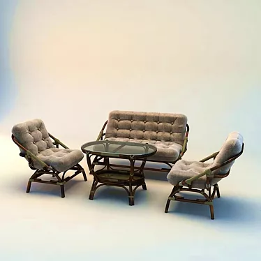 Bamboo Plaited Upholstered Furniture 3D model image 1 