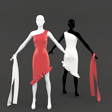 Monochrome Mannequin: Black and White Perfection 3D model image 1 