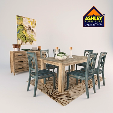 Ashley Mestler Dining Set 3D model image 1 