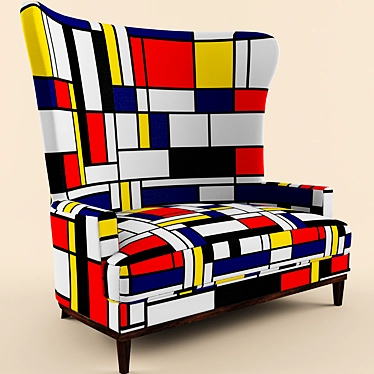 Modern Mondrian Armchair 3D model image 1 