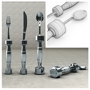 FitDine Cutlery Dumbbells 3D model image 1 