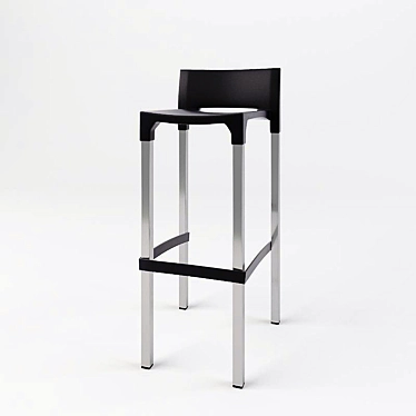 Sleek Plastic Bar Stool 3D model image 1 