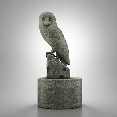 Stone Owl Figurine 3D model image 1 