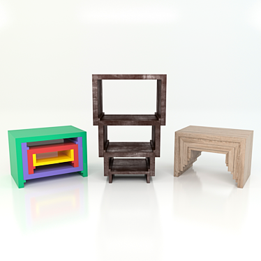 Swiss Designer Stacking Nesting Tables 3D model image 1 