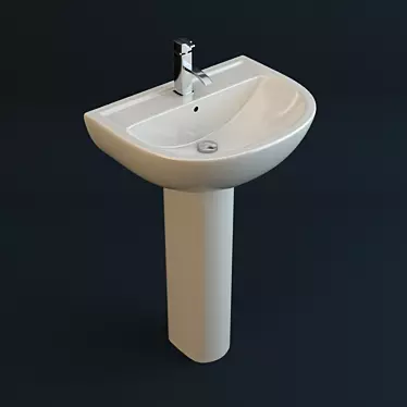 Sleek White Ceramic Washbasin 3D model image 1 