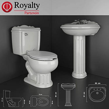 Regal Partenon Toilet and Washbasin Set 3D model image 1 