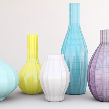 Vibrant Rainbow Vases 3D model image 1 