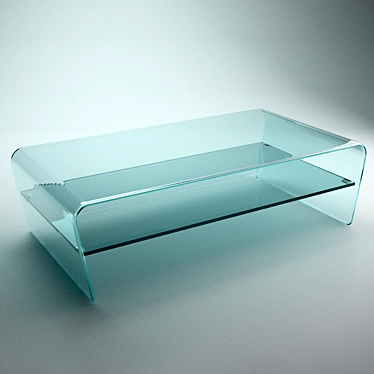 Sleek Glass Coffee Table with Shelves 3D model image 1 