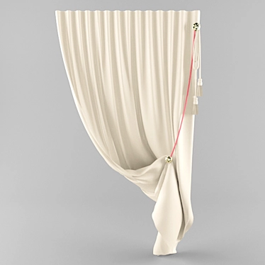 Elegant Beige Curtain 3D model image 1 