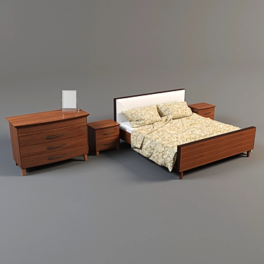 Elegant Carved Classic Bed 3D model image 1 
